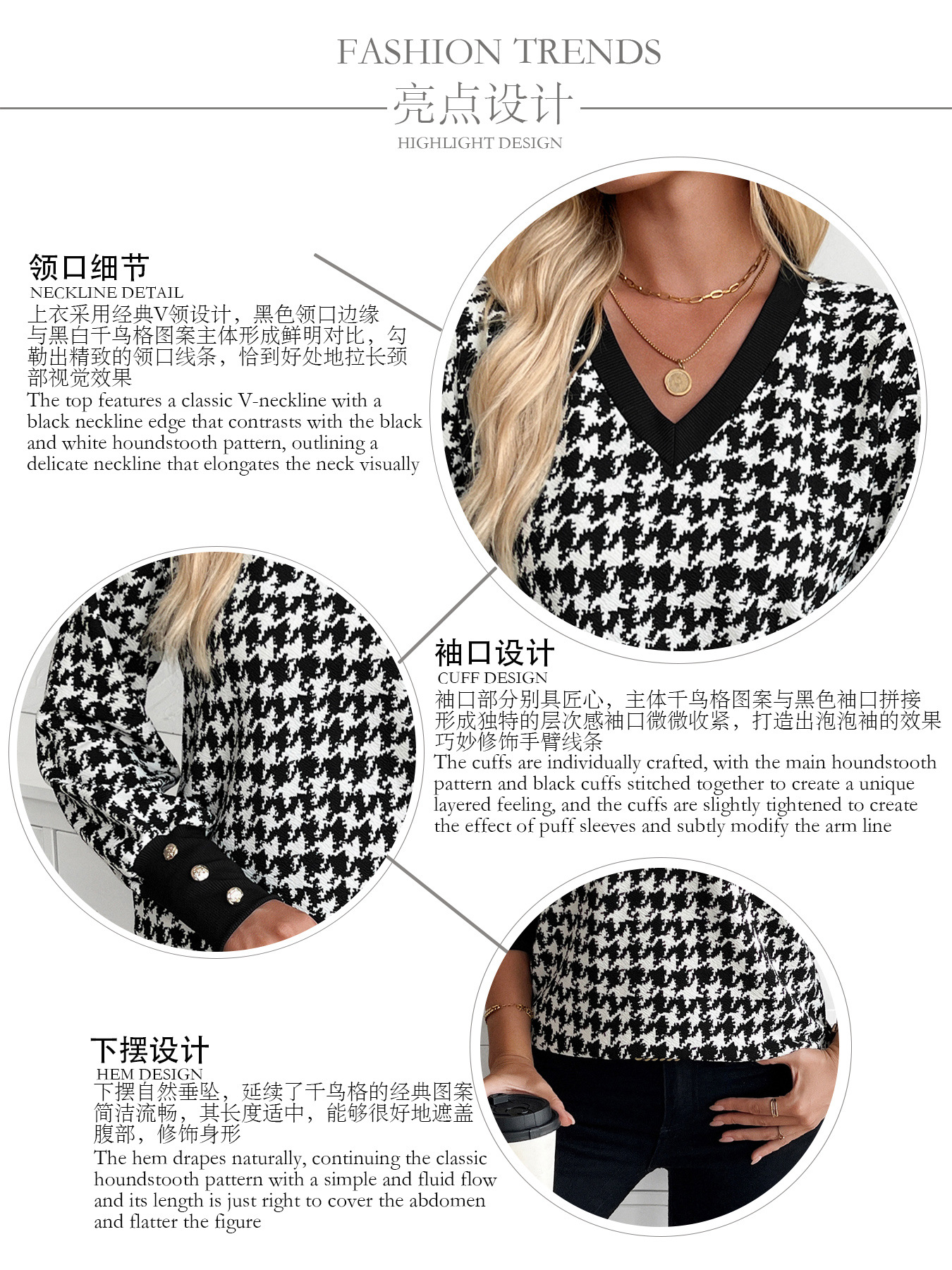 Womens V-Neck T-Shirt Elegant Long Sleeve Blouse Fashion Loose Outside Top